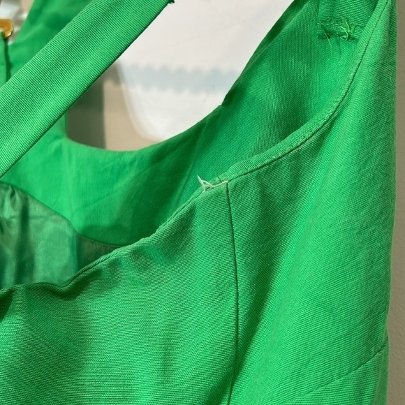 Vintage 90s CACHE wide leg jumpsuit halter gold X romper women’s size 8 green - Picture 9 of 10